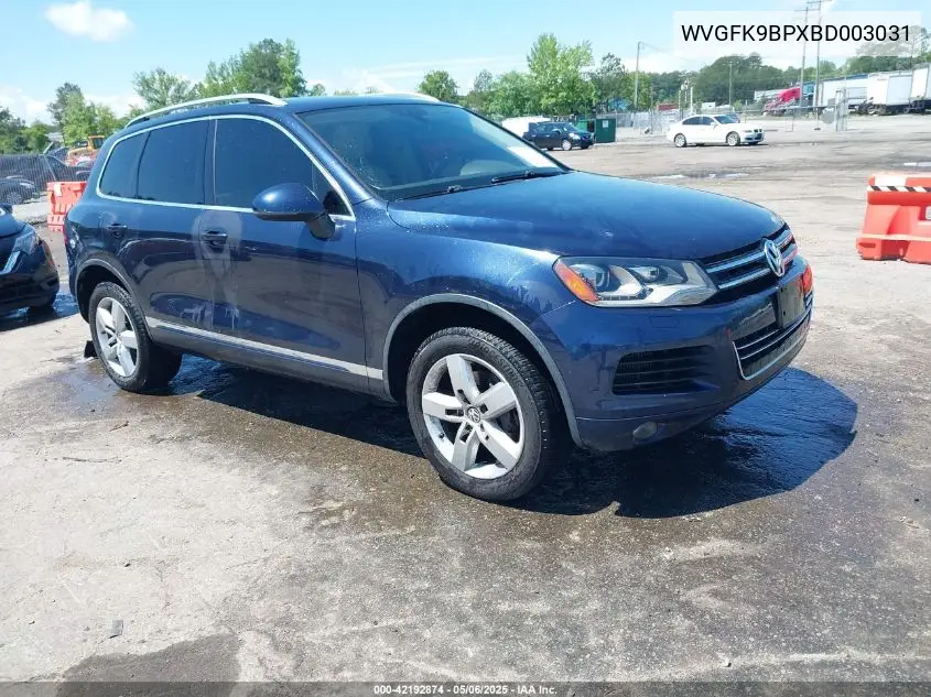 2011 Volkswagen Touareg Tdi Lux VIN: WVGFK9BPXBD003031 Lot: 42192874