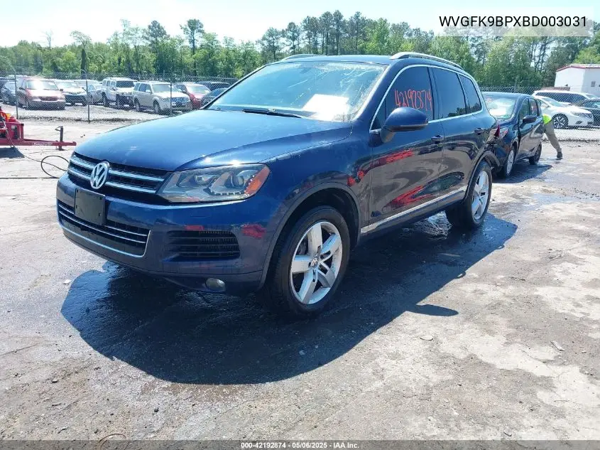 2011 Volkswagen Touareg Tdi Lux VIN: WVGFK9BPXBD003031 Lot: 42192874