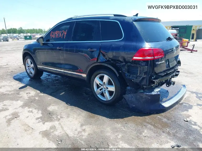2011 Volkswagen Touareg Tdi Lux VIN: WVGFK9BPXBD003031 Lot: 42192874