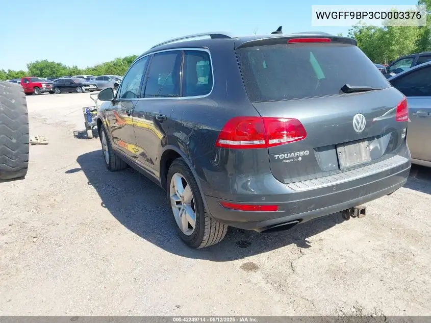 2012 Volkswagen Touareg Vr6 Lux VIN: WVGFF9BP3CD003376 Lot: 42249714
