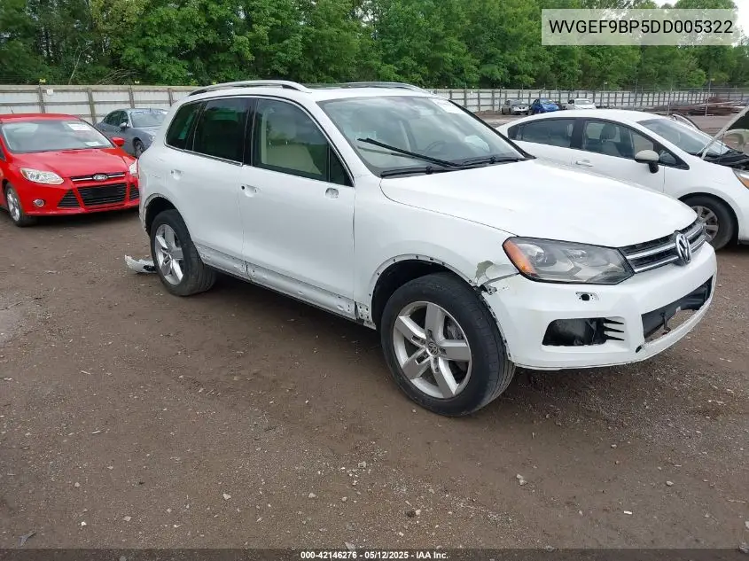 2013 Volkswagen Touareg Vr6 Lux VIN: WVGEF9BP5DD005322 Lot: 42146276