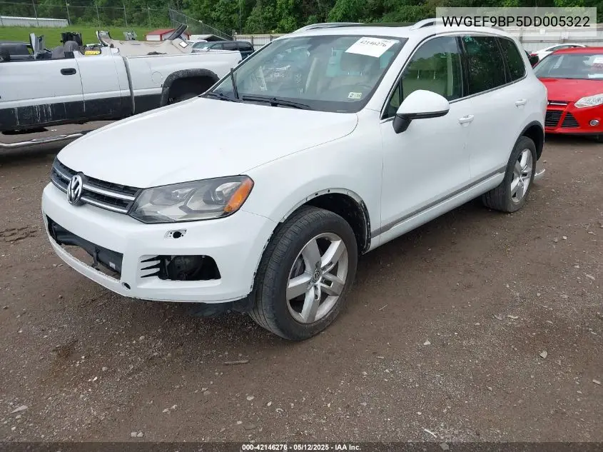 2013 Volkswagen Touareg Vr6 Lux VIN: WVGEF9BP5DD005322 Lot: 42146276