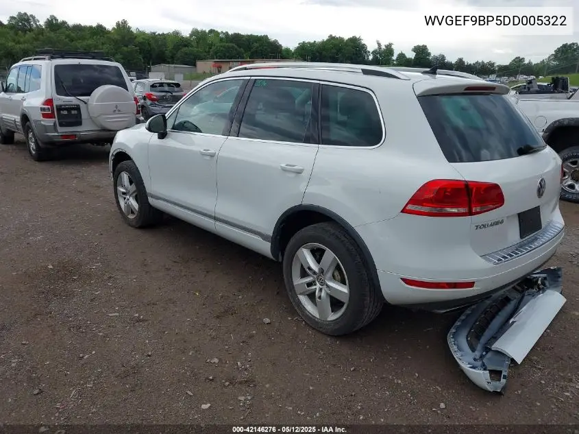 2013 Volkswagen Touareg Vr6 Lux VIN: WVGEF9BP5DD005322 Lot: 42146276