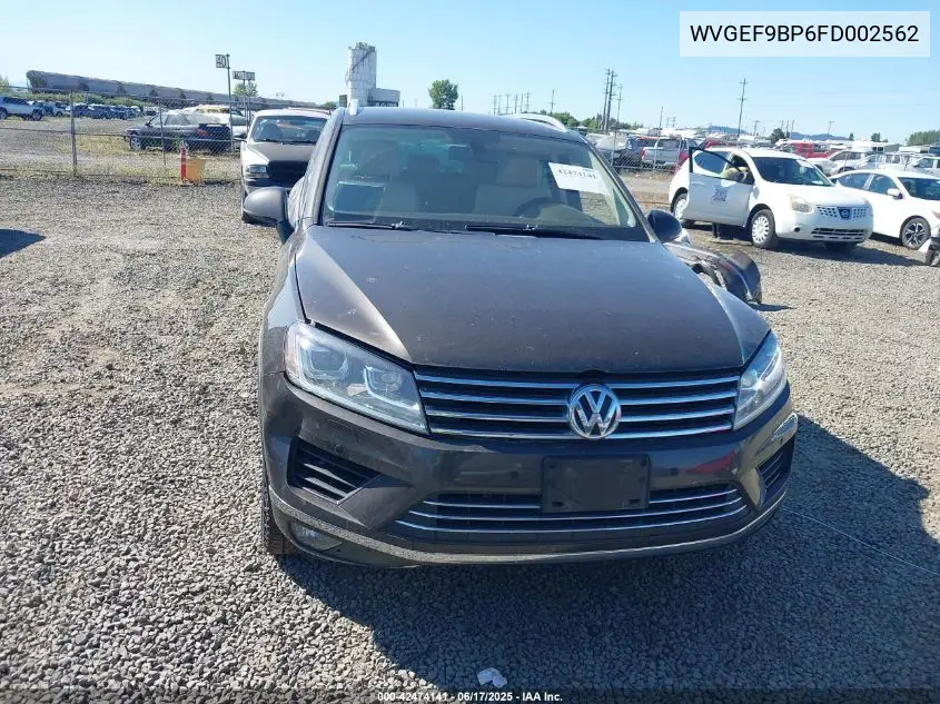 2015 Volkswagen Touareg V6 Sport VIN: WVGEF9BP6FD002562 Lot: 42474141