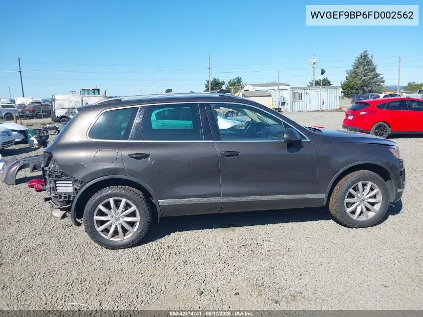 2015 Volkswagen Touareg V6 Sport VIN: WVGEF9BP6FD002562 Lot: 42474141