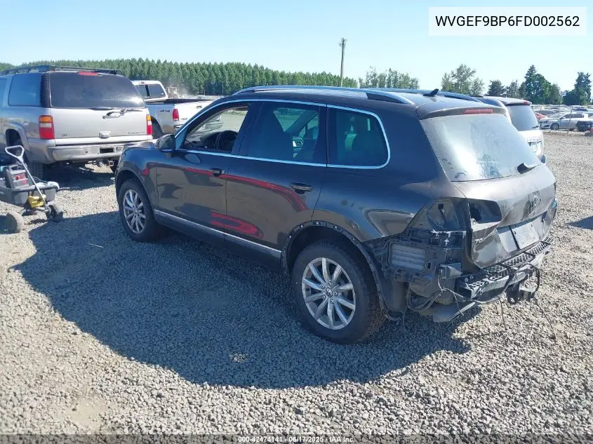 2015 Volkswagen Touareg V6 Sport VIN: WVGEF9BP6FD002562 Lot: 42474141