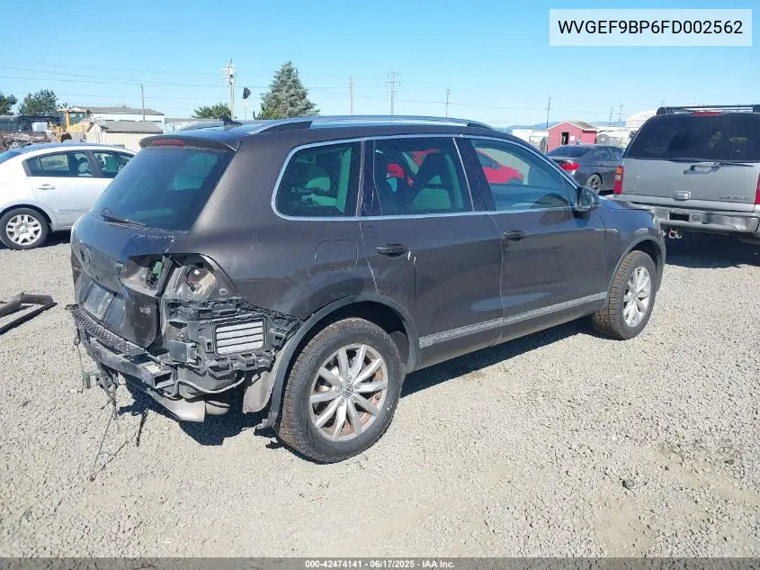2015 Volkswagen Touareg V6 Sport VIN: WVGEF9BP6FD002562 Lot: 42474141