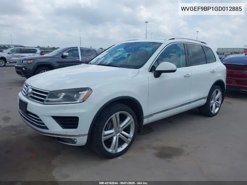 2016 Volkswagen Touareg Vr6 Executive VIN: WVGEF9BP1GD012885 Lot: 42162244