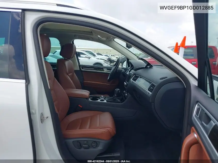 2016 Volkswagen Touareg Vr6 Executive VIN: WVGEF9BP1GD012885 Lot: 42162244