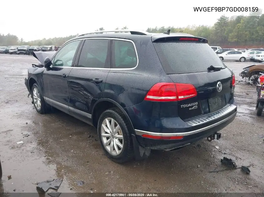 2016 Volkswagen Touareg Vr6 Sport VIN: WVGEF9BP7GD008159 Lot: 42175981