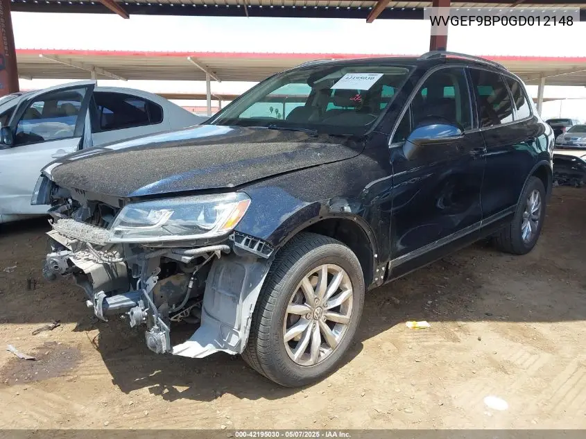 2016 Volkswagen Touareg Vr6 Sport VIN: WVGEF9BP0GD012148 Lot: 42195030