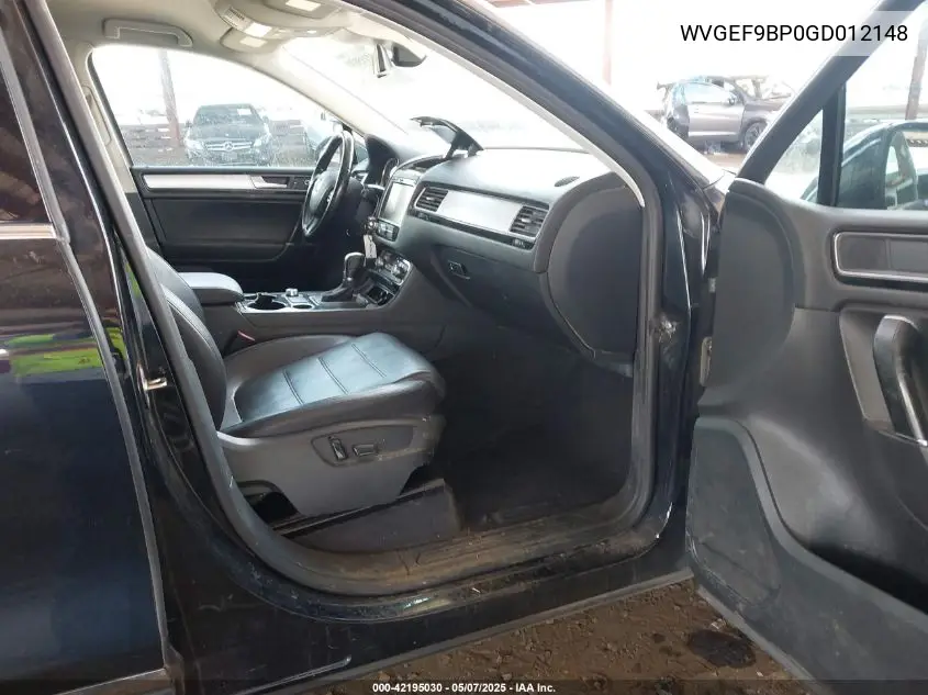 2016 Volkswagen Touareg Vr6 Sport VIN: WVGEF9BP0GD012148 Lot: 42195030
