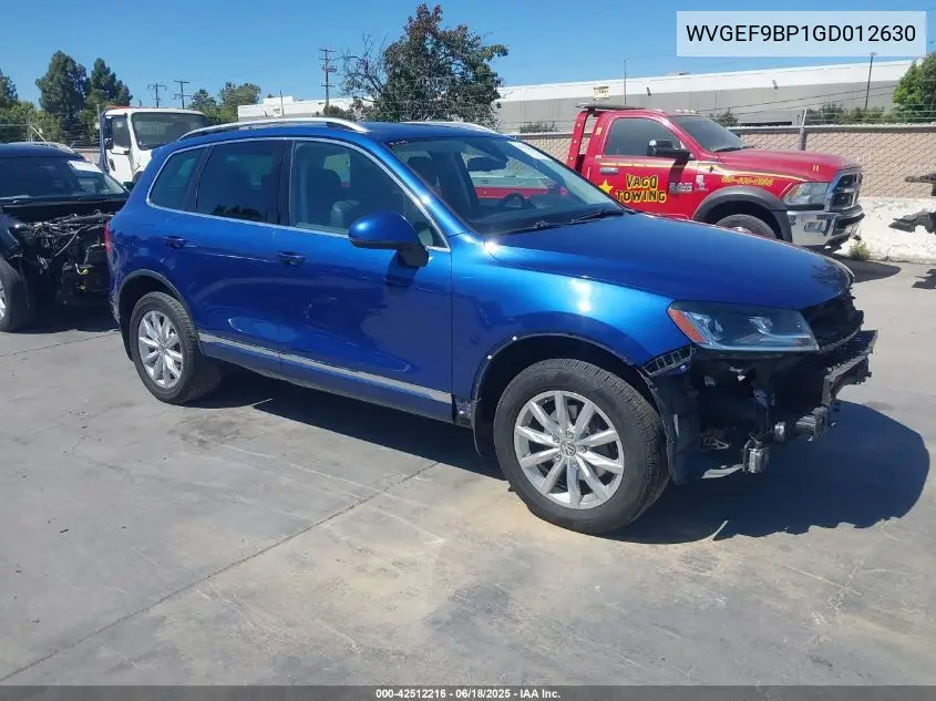 2016 Volkswagen Touareg Vr6 Sport VIN: WVGEF9BP1GD012630 Lot: 42512216