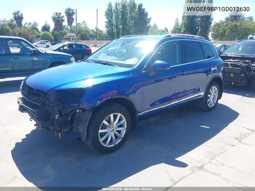 2016 Volkswagen Touareg Vr6 Sport VIN: WVGEF9BP1GD012630 Lot: 42512216