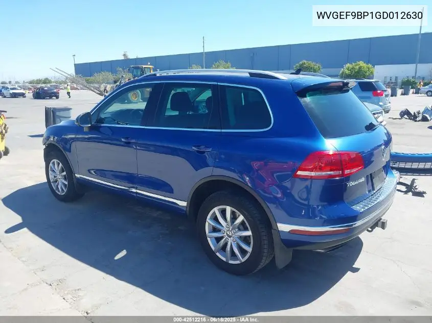 2016 Volkswagen Touareg Vr6 Sport VIN: WVGEF9BP1GD012630 Lot: 42512216