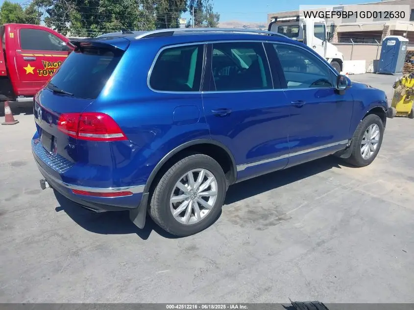 2016 Volkswagen Touareg Vr6 Sport VIN: WVGEF9BP1GD012630 Lot: 42512216