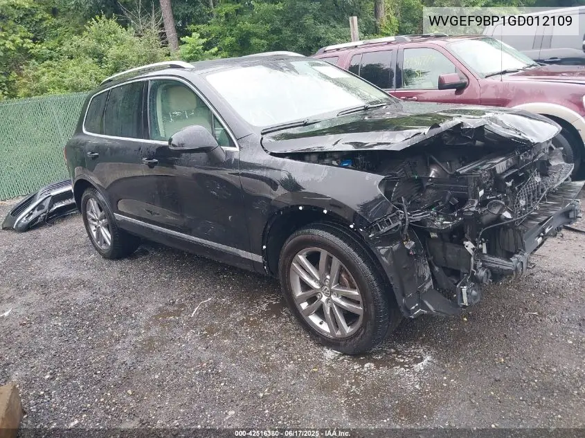 2016 Volkswagen Touareg Vr6 Lux VIN: WVGEF9BP1GD012109 Lot: 42516380