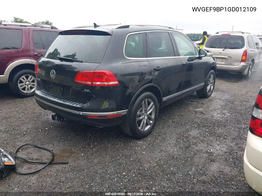 2016 Volkswagen Touareg Vr6 Lux VIN: WVGEF9BP1GD012109 Lot: 42516380
