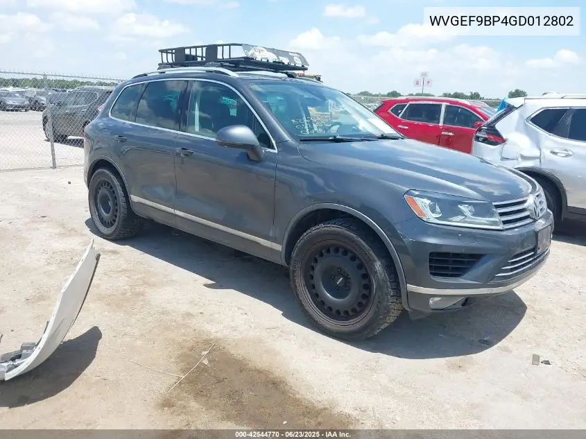 2016 Volkswagen Touareg Vr6 Sport VIN: WVGEF9BP4GD012802 Lot: 42544770