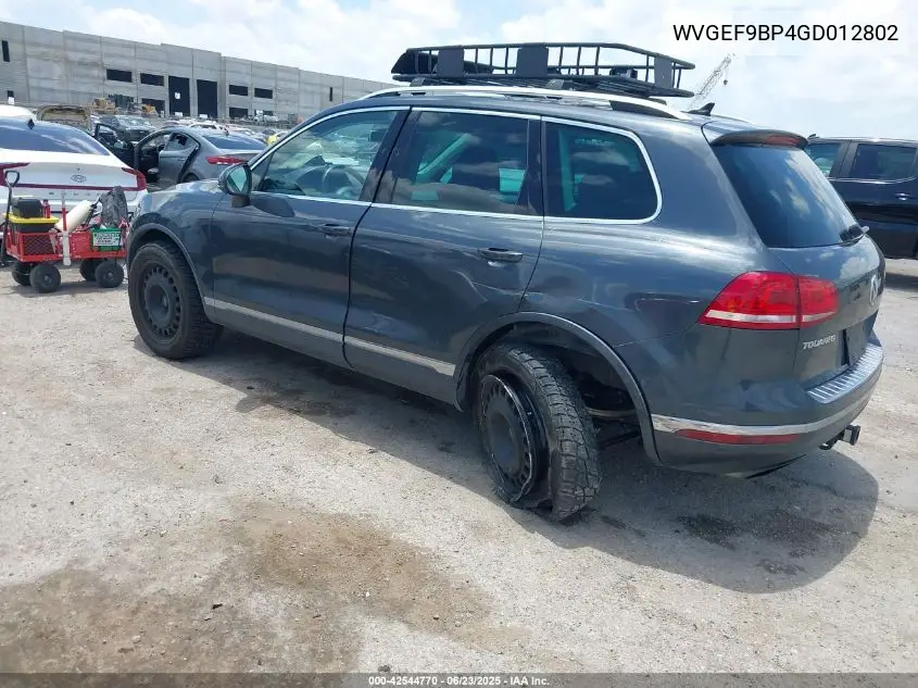 2016 Volkswagen Touareg Vr6 Sport VIN: WVGEF9BP4GD012802 Lot: 42544770