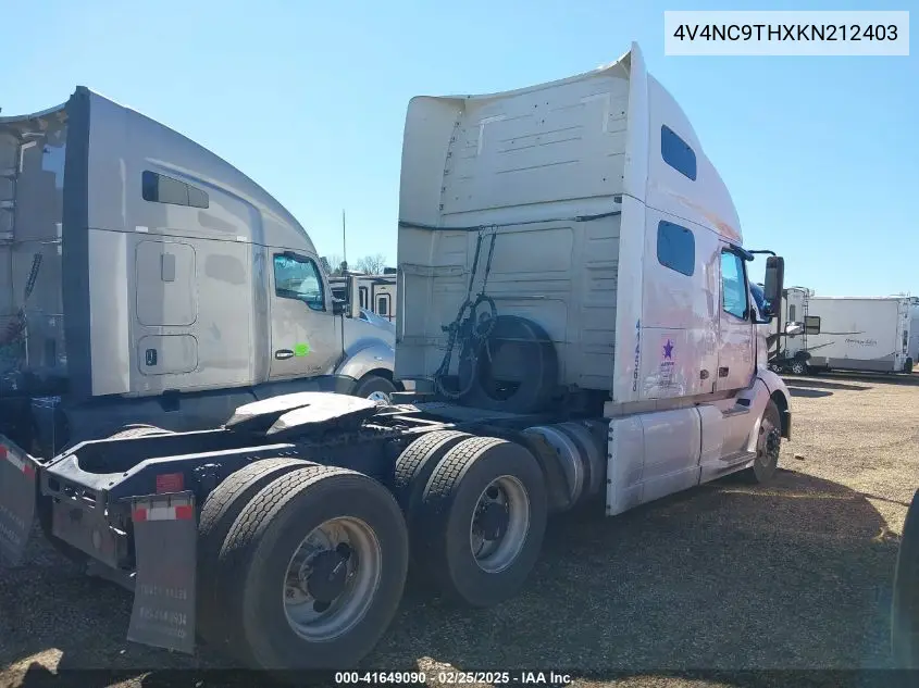 2019 Volvo Vnl *Dot* VIN: 4V4NC9THXKN212403 Lot: 41649090