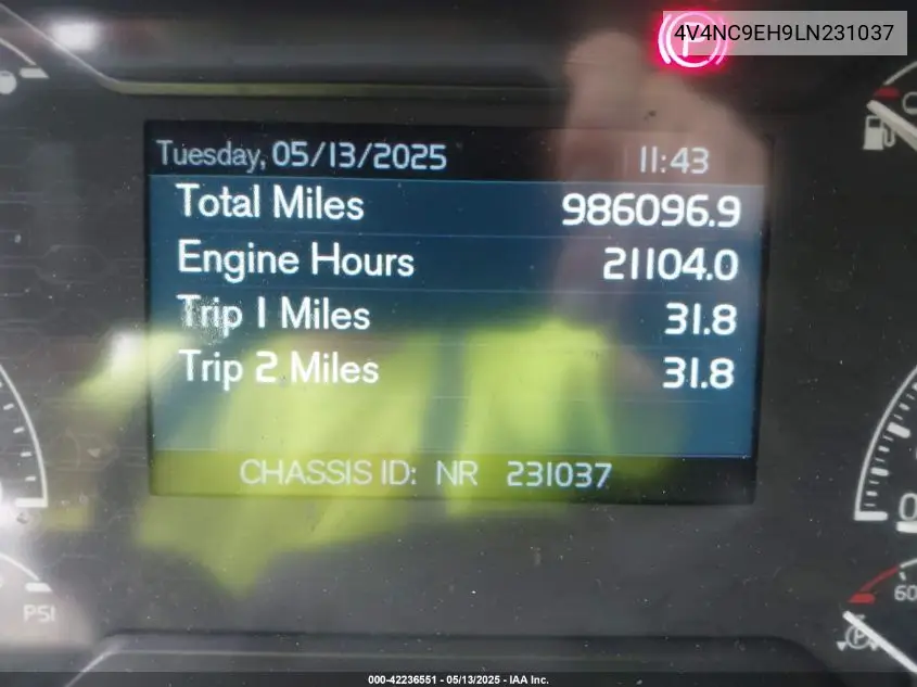 2020 Volvo Vnl VIN: 4V4NC9EH9LN231037 Lot: 42236551