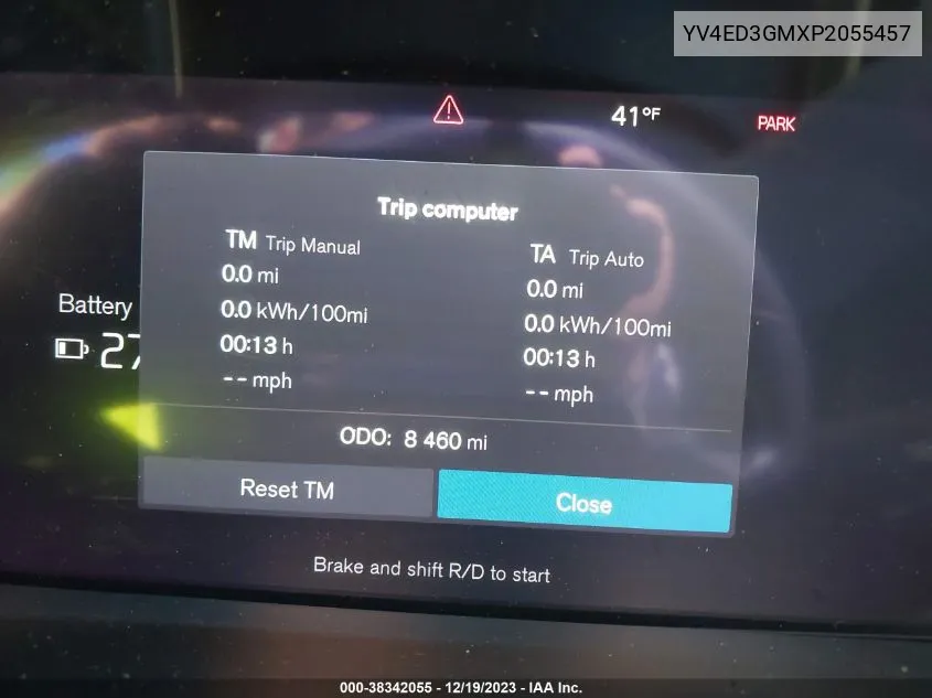 2023 Volvo C40 Recharge Pure Electric Twin Ultimate VIN: YV4ED3GMXP2055457 Lot: 38342055