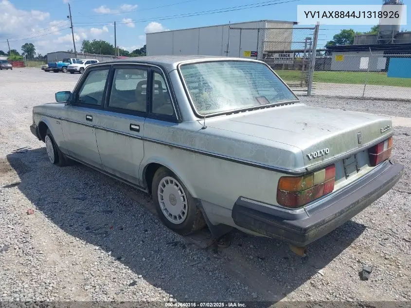 1988 Volvo 244 Dl/Gl VIN: YV1AX8844J1318926 Lot: 42640316