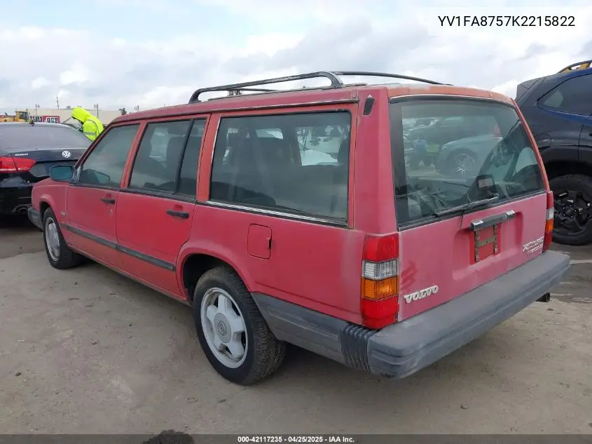 1989 Volvo 740 VIN: YV1FA8757K2215822 Lot: 42117235