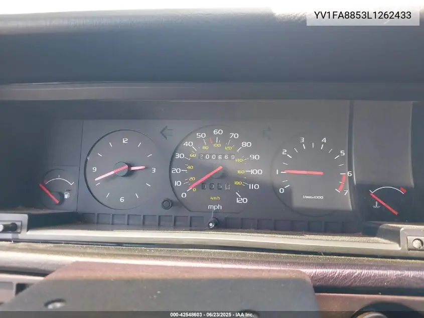 1990 Volvo 740 Gl VIN: YV1FA8853L1262433 Lot: 42548603