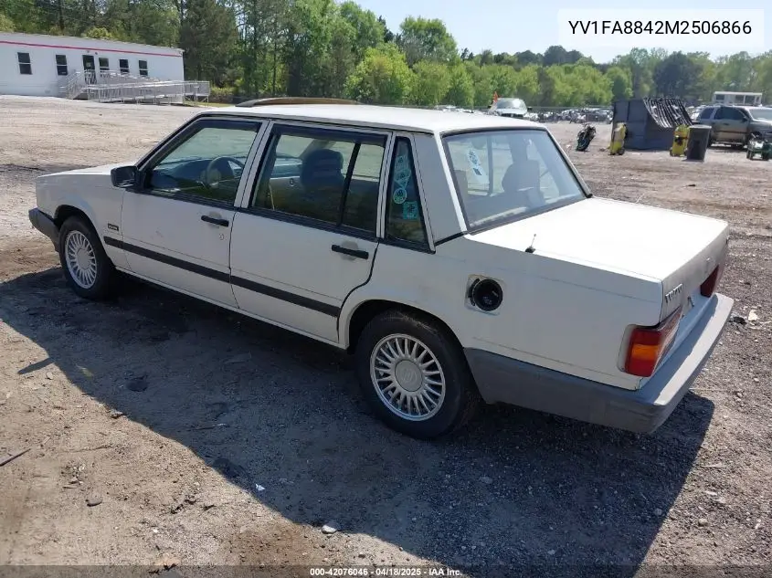 1991 Volvo 740 VIN: YV1FA8842M2506866 Lot: 42076046