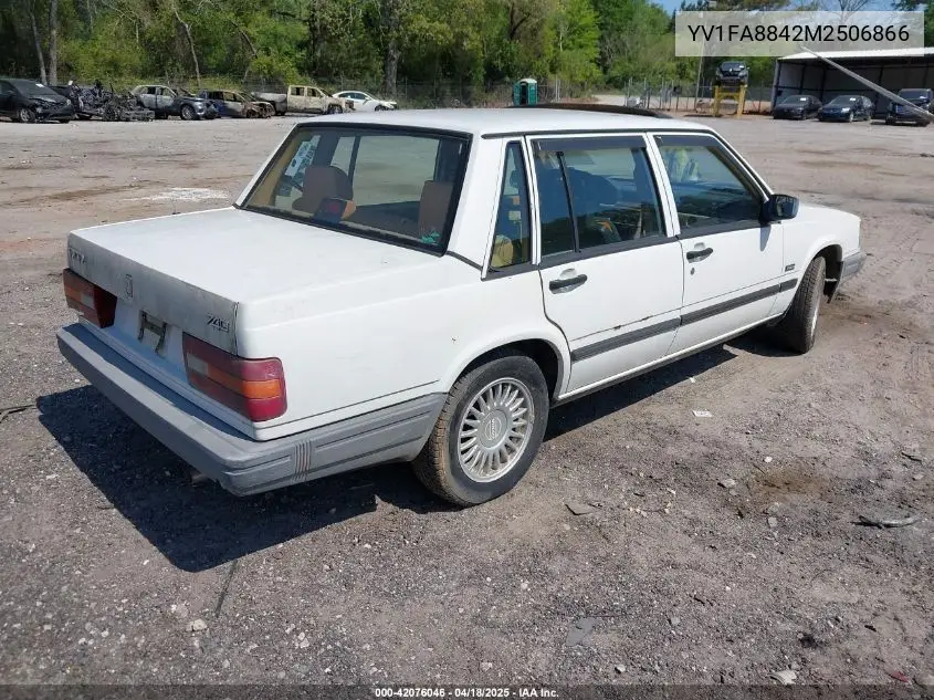 1991 Volvo 740 VIN: YV1FA8842M2506866 Lot: 42076046