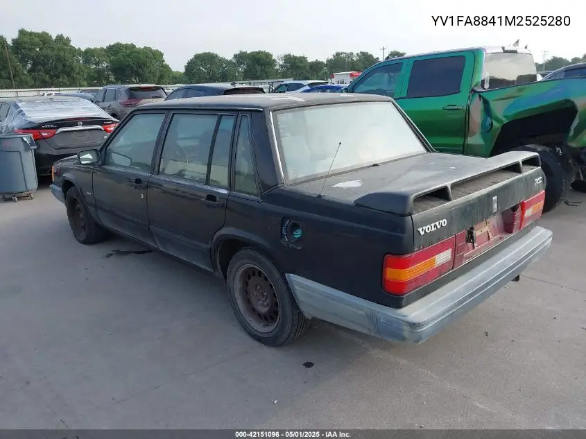 1991 Volvo 740 VIN: YV1FA8841M2525280 Lot: 42151096