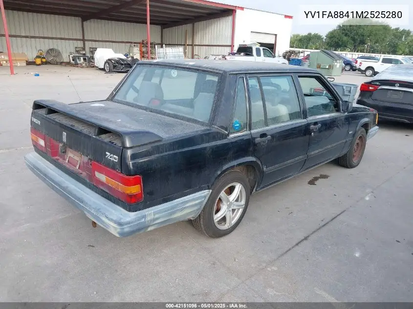1991 Volvo 740 VIN: YV1FA8841M2525280 Lot: 42151096
