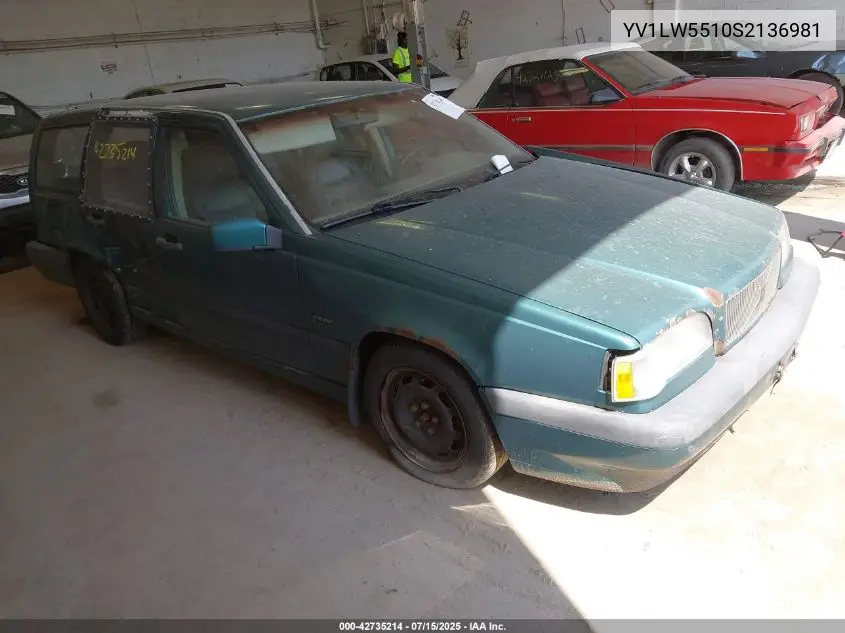 1995 Volvo 850 Glt VIN: YV1LW5510S2136981 Lot: 42735214