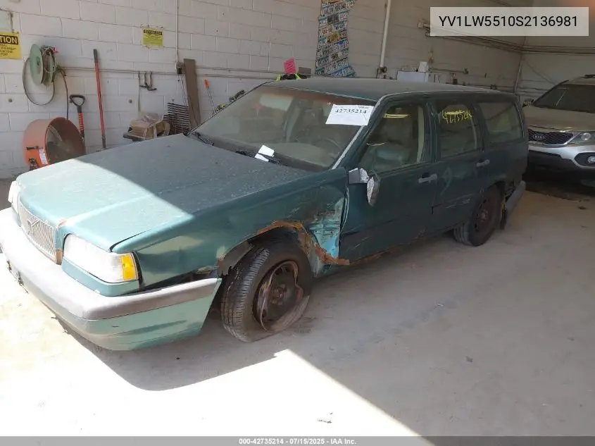 1995 Volvo 850 Glt VIN: YV1LW5510S2136981 Lot: 42735214
