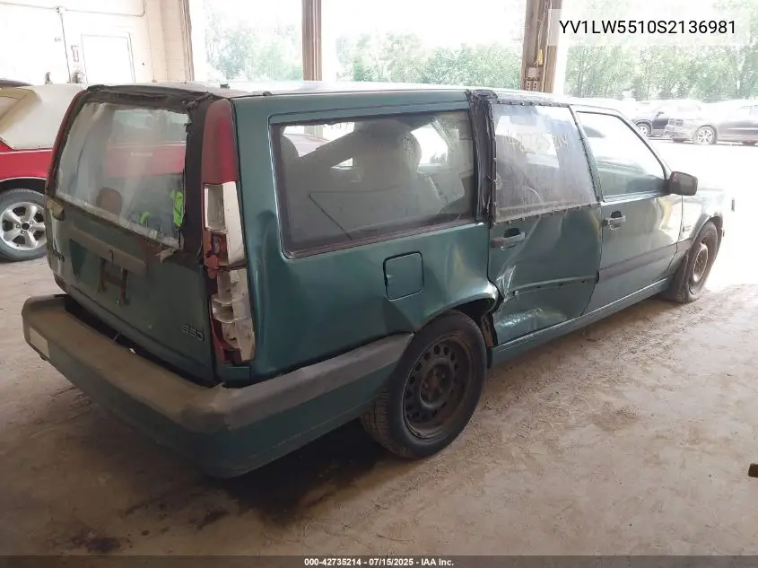 1995 Volvo 850 Glt VIN: YV1LW5510S2136981 Lot: 42735214