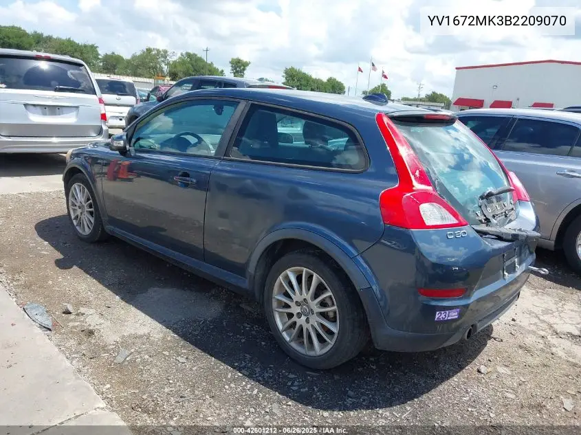 2011 Volvo C30 T5/T5 R-Design VIN: YV1672MK3B2209070 Lot: 42601212