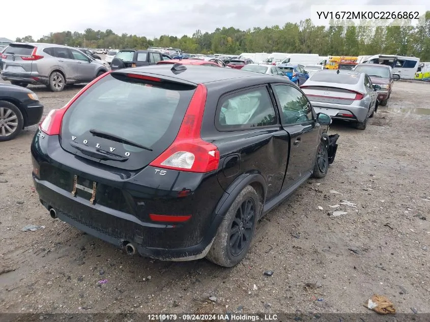 2012 Volvo C30 VIN: YV1672MK0C2266862 Lot: 12110179