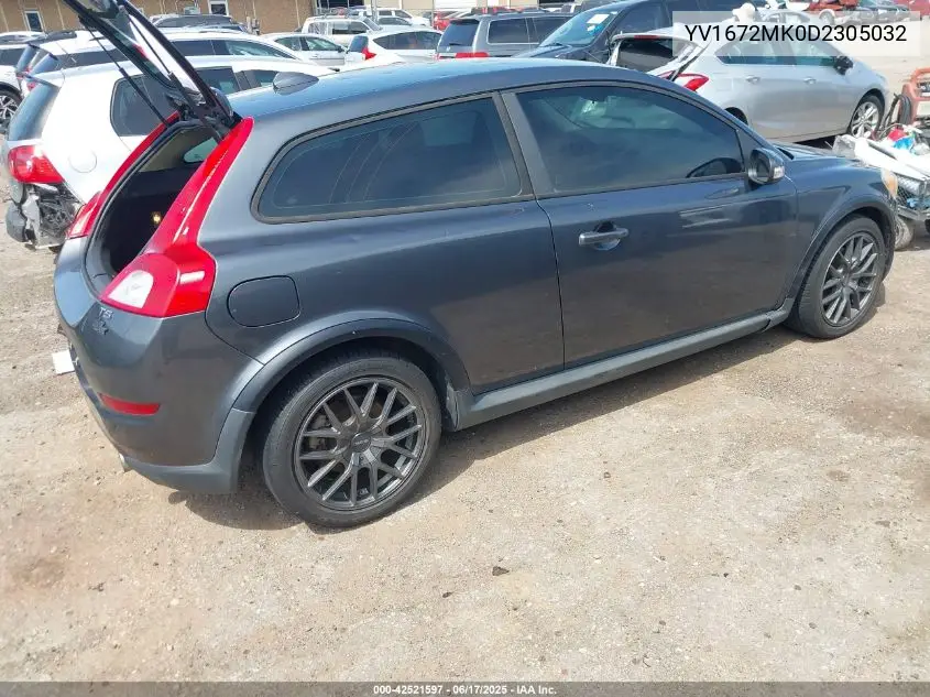 2013 Volvo C30 T5/T5 Platinum/T5 Premier/T5 Premier Plus/T5 R-Design/T5 R-Design Platinum/T5 R-Design Premier VIN: YV1672MK0D2305032 Lot: 42521597
