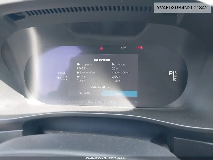 2022 Volvo C40 Recharge Pure Electric P8 Ultimate VIN: YV4ED3GB4N2001342 Lot: 42487954