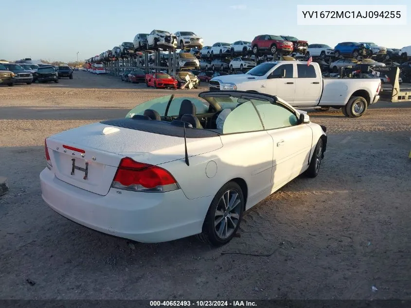 2010 Volvo C70 T5 VIN: YV1672MC1AJ094255 Lot: 40652493