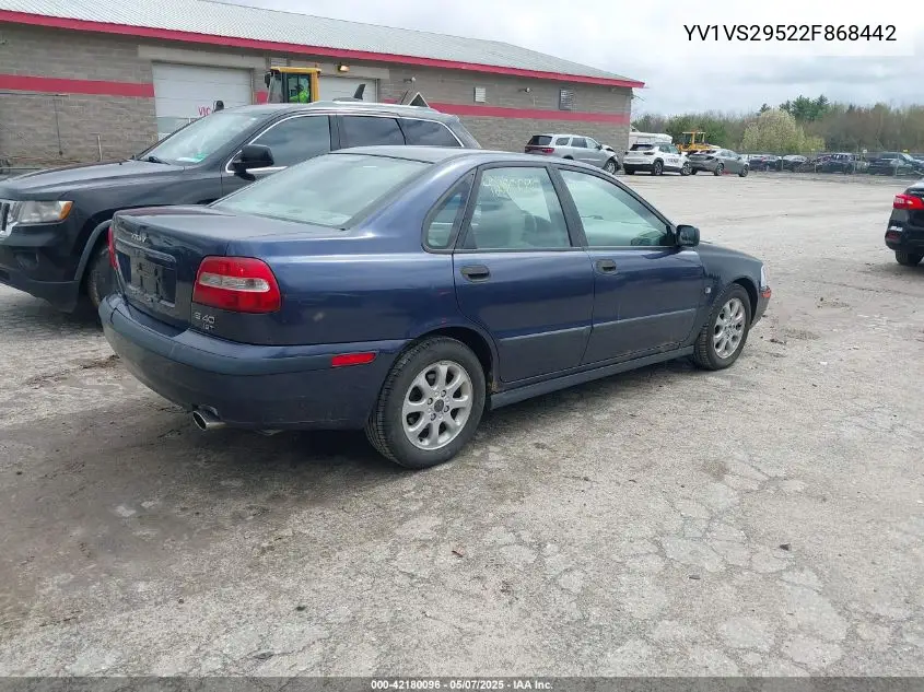2002 Volvo S40 A VIN: YV1VS29522F868442 Lot: 42180096