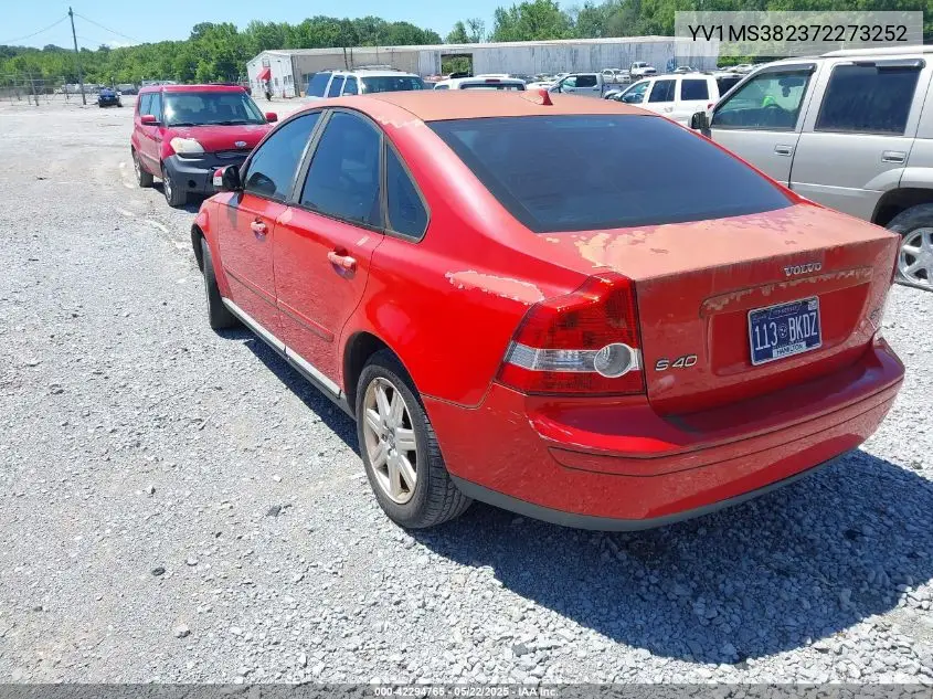 2007 Volvo S40 2.4I VIN: YV1MS382372273252 Lot: 42294765