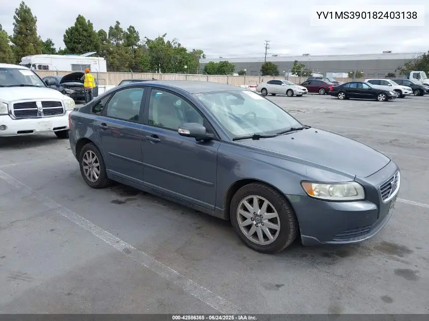 2008 Volvo S40 2.4I VIN: YV1MS390182403138 Lot: 42586365
