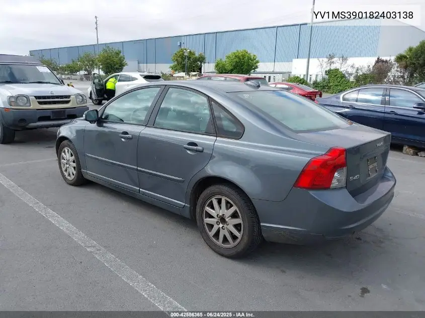2008 Volvo S40 2.4I VIN: YV1MS390182403138 Lot: 42586365