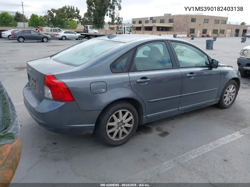 2008 Volvo S40 2.4I VIN: YV1MS390182403138 Lot: 42586365