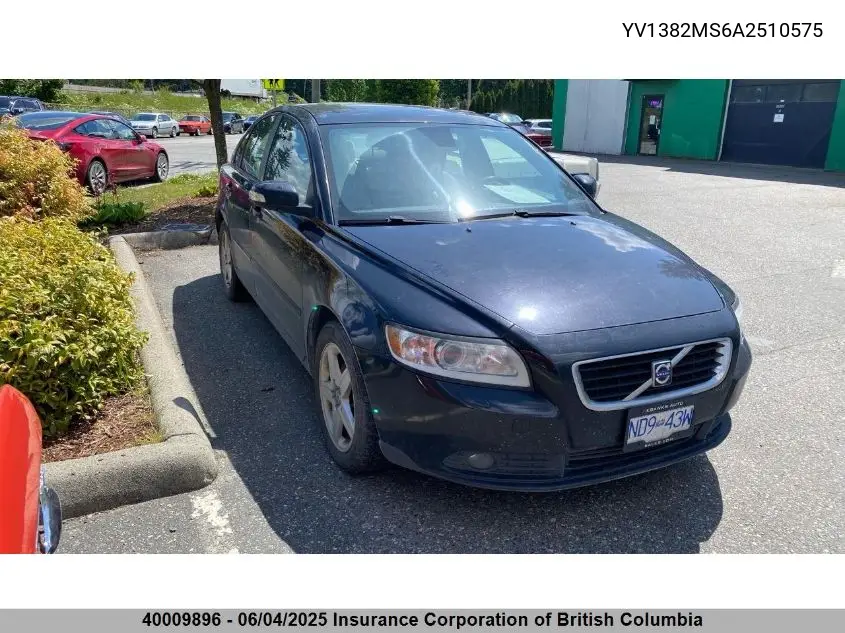 2010 Volvo S40 VIN: YV1382MS6A2510575 Lot: 40009896