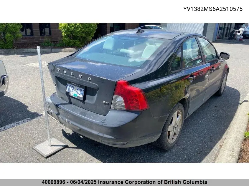 2010 Volvo S40 VIN: YV1382MS6A2510575 Lot: 40009896