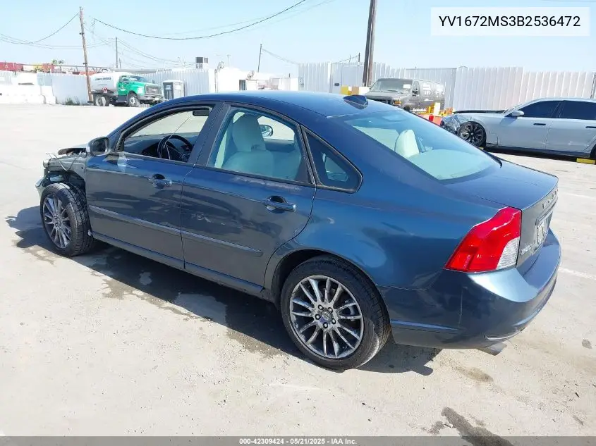 2011 Volvo S40 T5/T5 R-Design VIN: YV1672MS3B2536472 Lot: 42309424